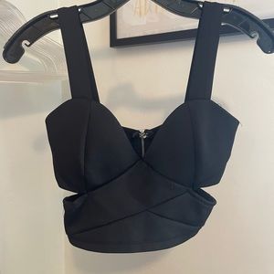 black cut out crop tank